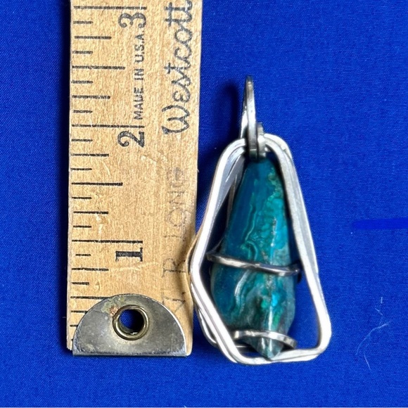 ! VTG Unique & Modernistic Chrysocolla and Sterling pendant / Pin Combo. - Picture 1 of 7